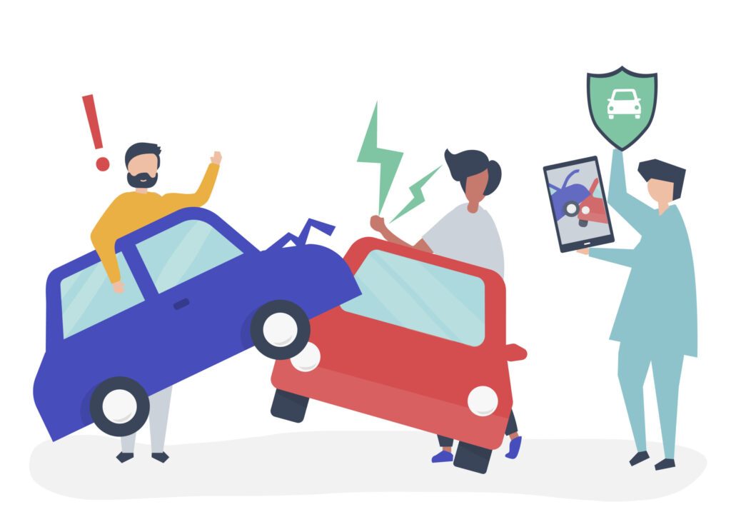 Ilustração de acidente de carro